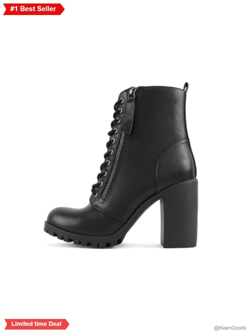 Faux Suede Lace Up Chunky Lug Sole Combat Ankle Boot